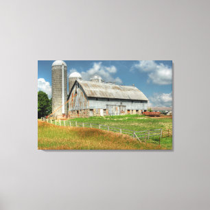 Toile États-Unis, grange et silo du Minnesota