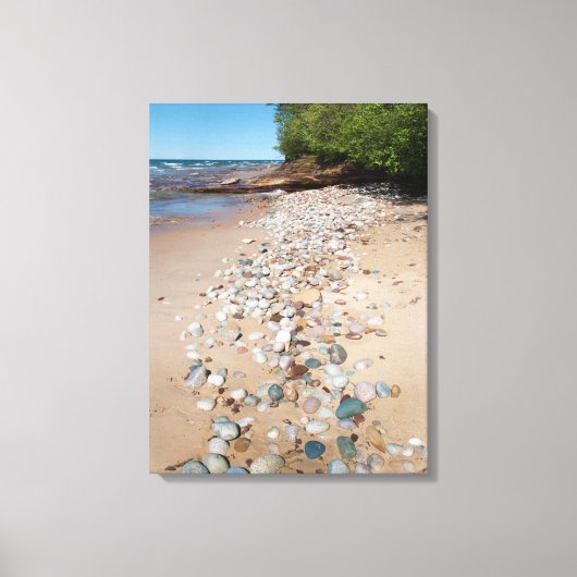 Toile États-Unis, Michigan. Galets le long de la plage d (Recto)