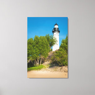 Toile États-Unis, Michigan. Phare d'Au Sable sur le lac
