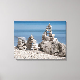 Toile États-Unis, Michigan. Tours de pierre sur la plage