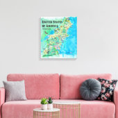 Toile États-Unis Nord-Est Carte VA WV MD PA NY MS CT RI (Insitu(Salon))