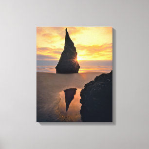 Toile États-Unis, Oregon. Formation rocheuse au coucher