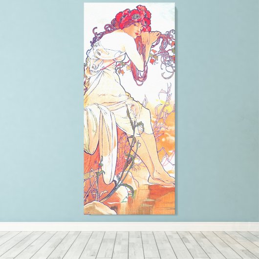 Toile Été (Quatre Saisons), Alphonse Mucha Canvas Imprim (Insitu (Plancher de Bois))