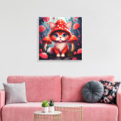 Toile Étendue De Chat De Champignons Rouge Whimsic (Insitu(Salon))