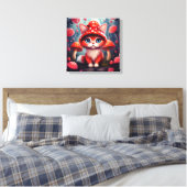 Toile Étendue De Chat De Champignons Rouge Whimsic (Insitu(Chambre))