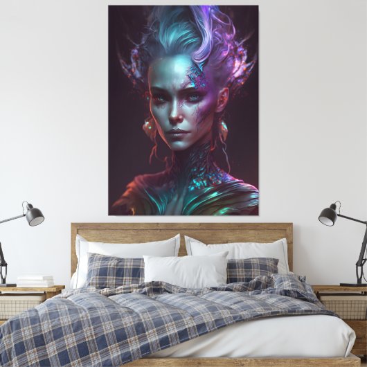 Toile Ethereal Enigma : Une Femme Iridescente Phantasmiq (Insitu(Chambre))