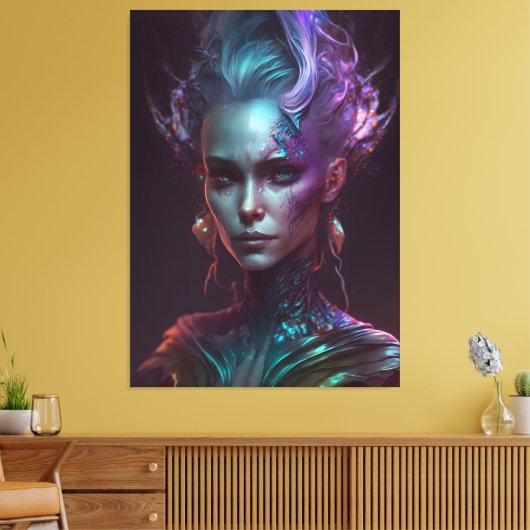 Toile Ethereal Enigma : Une Femme Iridescente Phantasmiq (Insitu(Salon))