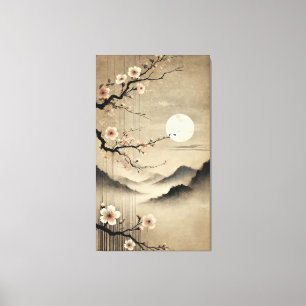 Toile Ethereal Sakura Moon - Wabi-Sabi Art Japonais