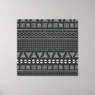 Toile Ethnie tribale : motif noir blanc.