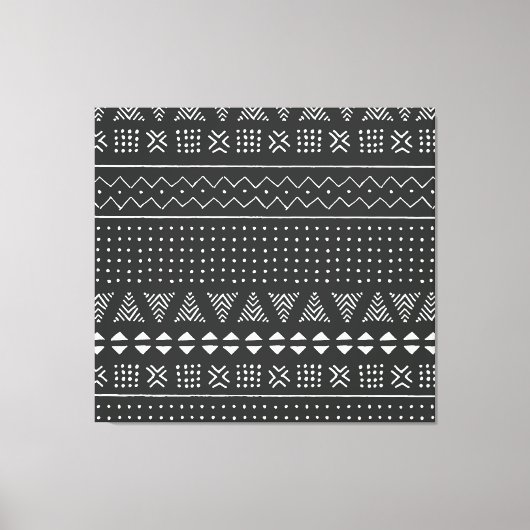 Toile Ethnie tribale : motif noir blanc. (Recto)