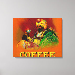 Toile Étiquette arabe de café d'homme