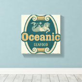 Toile Étiquette de fruits de mer de sirène de style rétr (Insitu (Plancher de Bois))