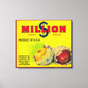 Toile Étiquette de pomme de millions de dollars - Walla