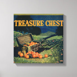 Toile Étiquette orange de coffre au trésor (version de