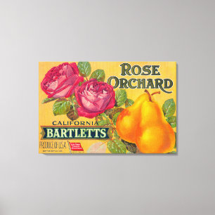 Toile Étiquette rose de caisse de poire de verger