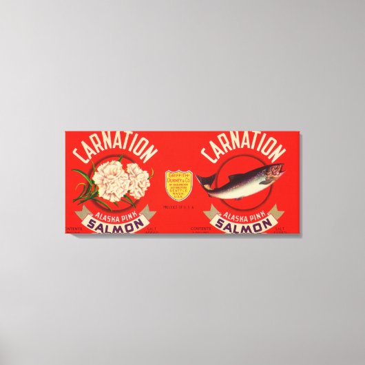 Toile Étiquette Saumon de marque Carnation - Seattle, WA (Recto)