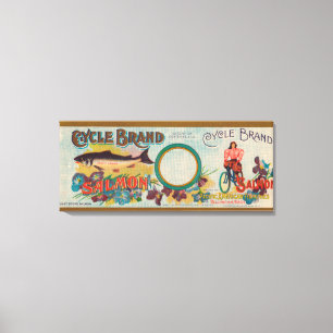 Toile Étiquette Saumon de marques de cycle