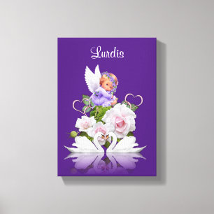 Toile étirée Angle d'impression Blanc Cygnes pourp