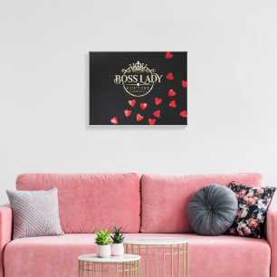 Toile étirée avec coeurs de Boss Lady
