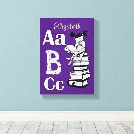 Toile étirée Imprimer Abc Lecture violet (Insitu (Plancher de Bois))