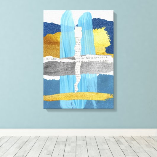 Toile étirée Imprimer Bleu Or Abstrait Collage (Insitu (Plancher de Bois))