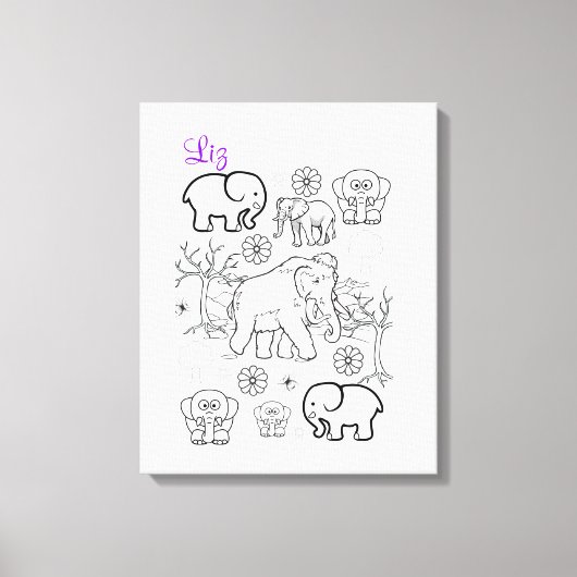 Toile étirée Imprimer Colorants Eléphants (Recto)