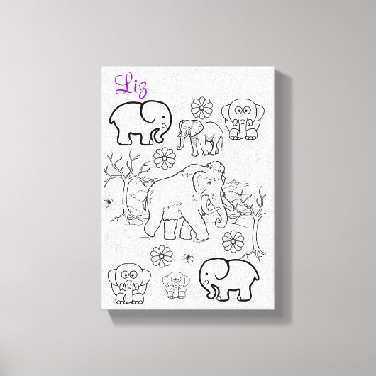 Toile étirée Imprimer Colorants Eléphants (Recto)
