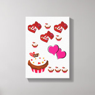 Toile étirée Imprimer Cupcake de la Saint-Valentin