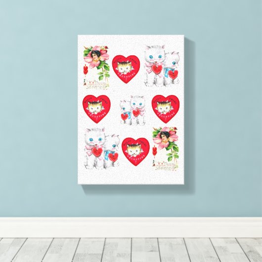 Toile étirée Imprimer Kitten de Saint-Valentin (Insitu (Plancher de Bois))