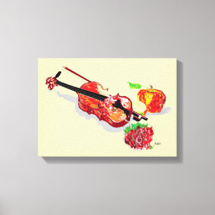 Toile étirée Imprimer : Rose violon & Pommes