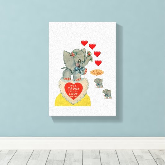 Toile étirée Imprimer Saint Valentin Eléphant (Insitu (Plancher de Bois))