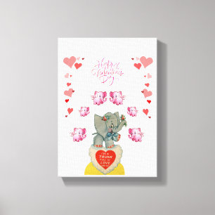 Toile étirée Imprimer Saint Valentin Eléphant