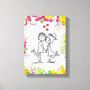 toile étirée Imprimer Saint Valentin Vintage