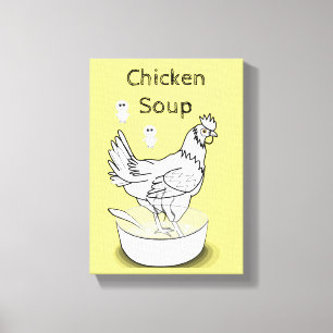 toile étirée Imprimer Soupe de poulet jaune