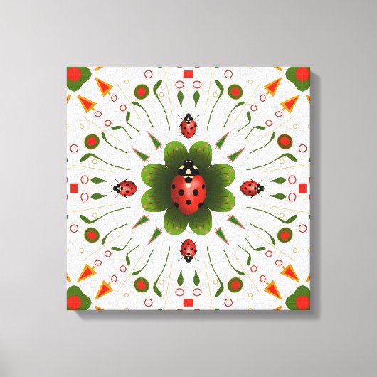Toile étirée Ladybug-thème Imprimer 16" X 16" (Recto)