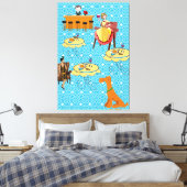 Toile étirée Rétro Femme Chien Dinning (Insitu(Chambre))