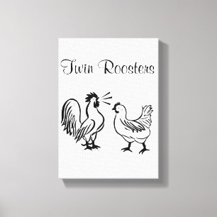 Toile étirée Roosters d'impression blanc