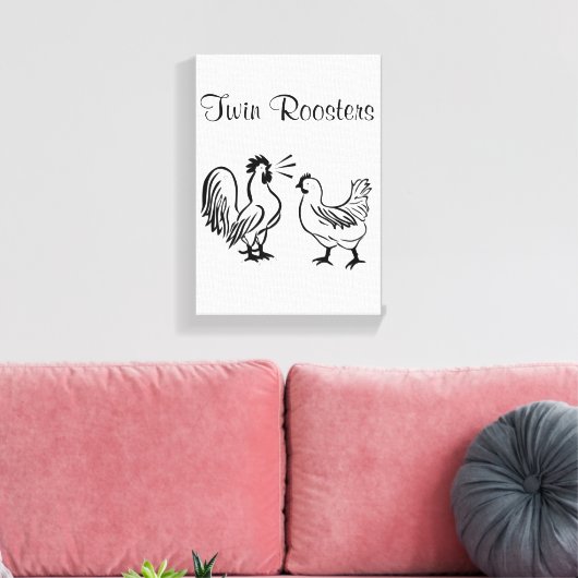 Toile étirée Roosters d'impression blanc (Insitu(Salon))