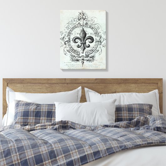 Toile étirée vintage Fleur de Lis (Insitu(Chambre))