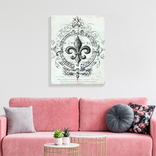 Toile étirée vintage Fleur de Lis (Insitu(Salon))