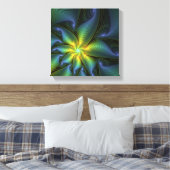Toile Etoile Abstraite, Bleu brillant Vert Or Fractal Ar (Insitu(Chambre))