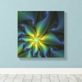 Toile Etoile Abstraite, Bleu brillant Vert Or Fractal Ar (Insitu (Plancher de Bois))