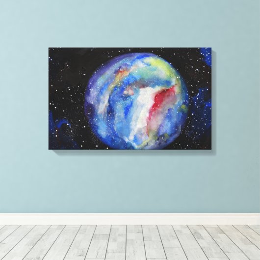 Toile Étoiles de l'espace planète simple (Insitu (Plancher de Bois))