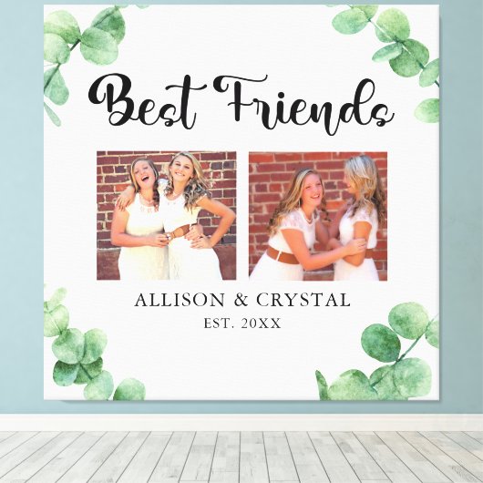 Toile Eucalyptus Best Friends 2 Photo Collage Script BFF (Insitu (Plancher de Bois))