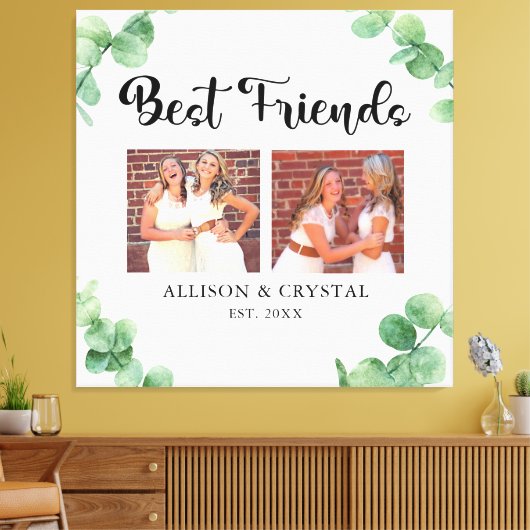 Toile Eucalyptus Best Friends 2 Photo Collage Script BFF (Insitu(Salon))