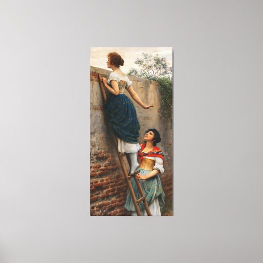 Toile Eugene de Blaas : Sur le mur - Restauration d'œuvr (Recto)