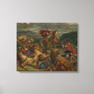 Toile Eugene Delacroix - Chasse au lion