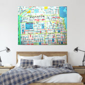 Toile EVANSTON, IL Carte Vintage (Insitu(Chambre))