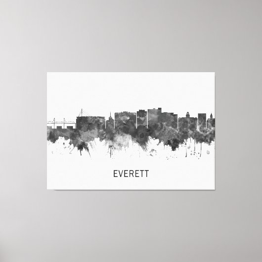 Toile Everett Washington Skyline BW (Recto)