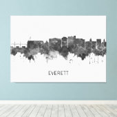 Toile Everett Washington Skyline BW (Insitu (Plancher de Bois))